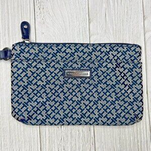 Tommy Hilfiger Navy Blue‎ Monogram Wristlet Pouch Small Bag Purse